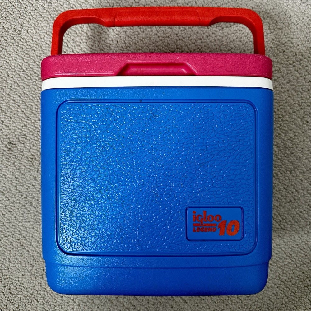 Vintage Retro 90s Igloo Legend 10 Blue/Pink/Red Cooler Ice Chest Beach